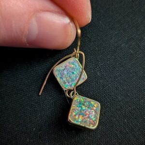 Elegant Gold and Iridescent Earrings